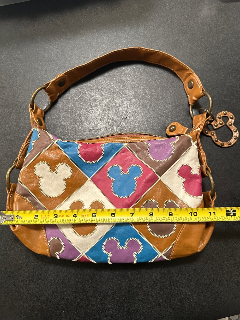Disney Multicolor Mickey Mouse Shoulder Bag - Tan Trim - Picture 7 of 9